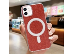 Capa Transparente Com Glitter Para Iphone 11 - Acrílico - Magsafe - Vermelha