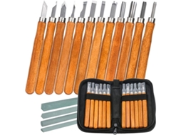 Kit de Ferramentas de Gravura em Madeira, 12 peças, com Pedras de Afiar e Bolsa, para Carpinteiros e Entusiastas