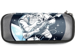 Caderno divertido com tema espacial e guitarra, grande capacidade, marcadores de página, organizador de maquiagem, ideal para maquiagem.