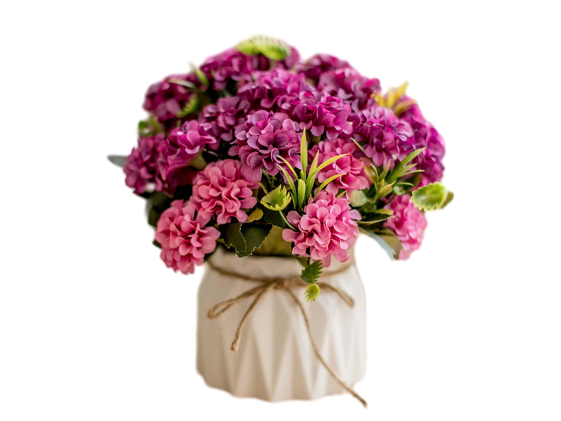 Mini Hydrangea Flores Artificiais Planta Artificial Em Vaso De Cerâmica Para Decoração De Escritório E Mesa