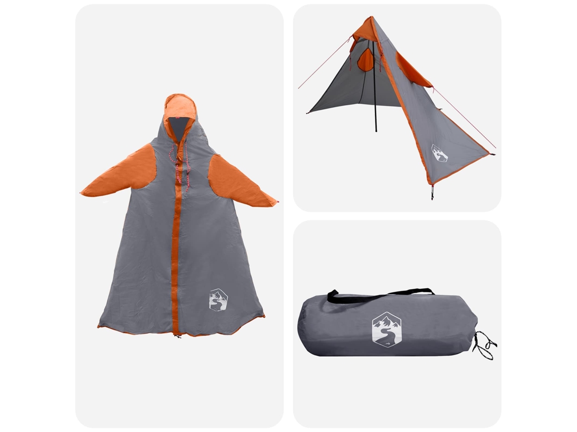 Conjunto 1 Poncho De Chuva Vidaxl Cinzento Poliéster (262 X 126 X 130 Cm)