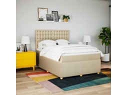 Vidaxl Cama Com Molas/colchão 160x200 Cm Tecido Cor Creme