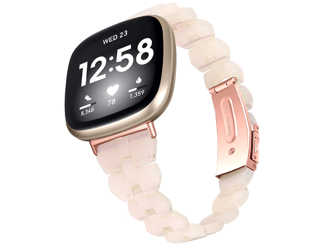 Bracelete de Smartwatch para Fitbit Versa 3 / Sense de resina de losango universal (rosa sereia)