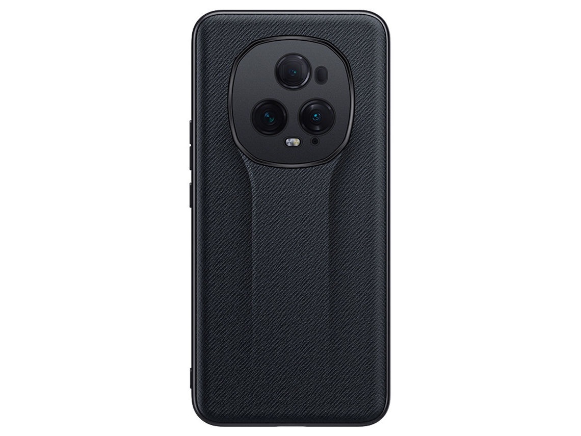 Capa De Couro Ultrafina Com Padrão Cruzado E Resistente A Quedas Para Honor Magic 5 Pro (preta).