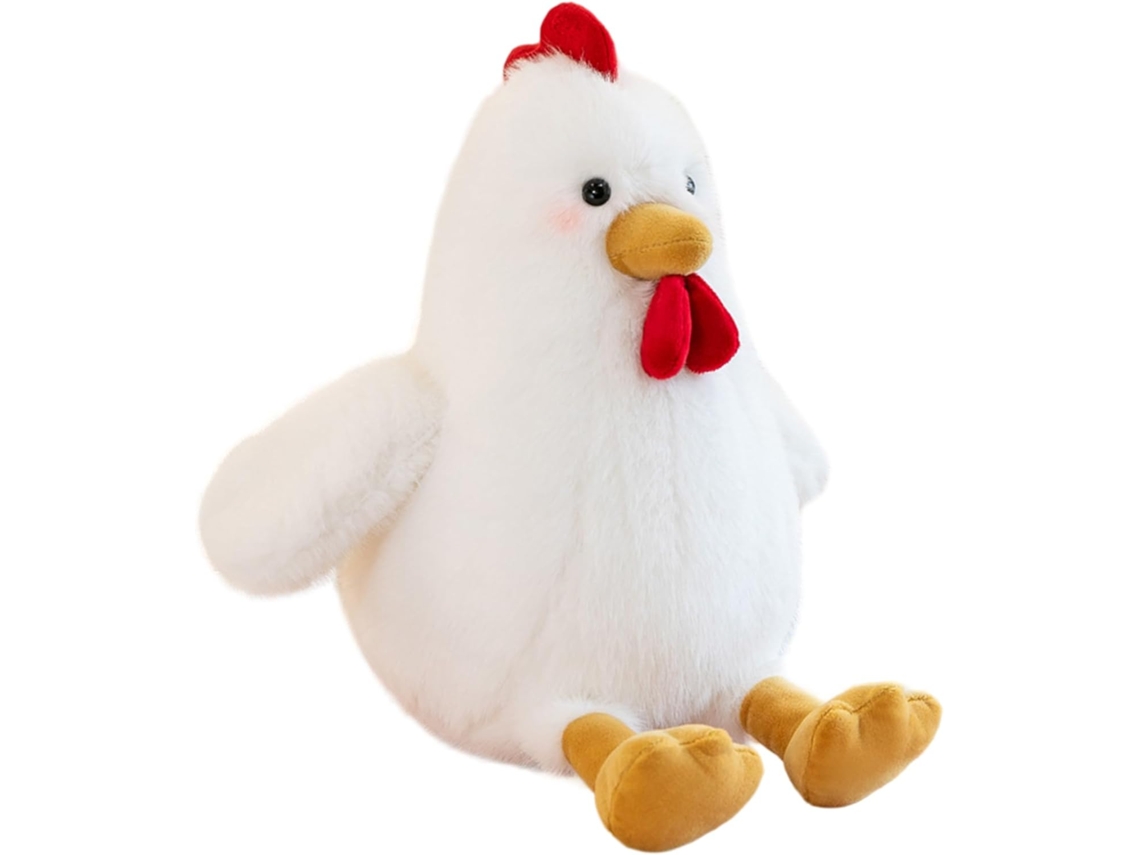 Galinha De Pelúcia 30 Cm (11,8 Polegadas), Galo Branco Realista Com