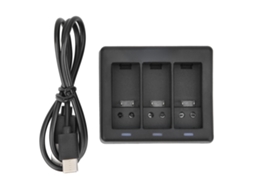 Carregador de bateria 3 em 1 com luz LED para GoPro Hero 9, estojo de carregamento USB para câmera de ação.