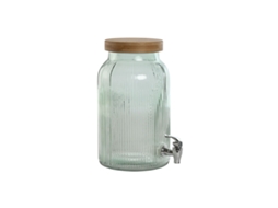 Dispensador de Bebidas HOME ESPRIT Prateado Silicone Bambu Cristal Plástico 5 5 L 18 X 18 X 31 Cm