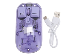 Mouse Rgb Transparente De Modo Duplo Sem Fio Roxo