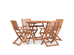 Conjunto 5 de jantar para jardim VIDAXL Marrom Madeira de acácia (90x75 cm)