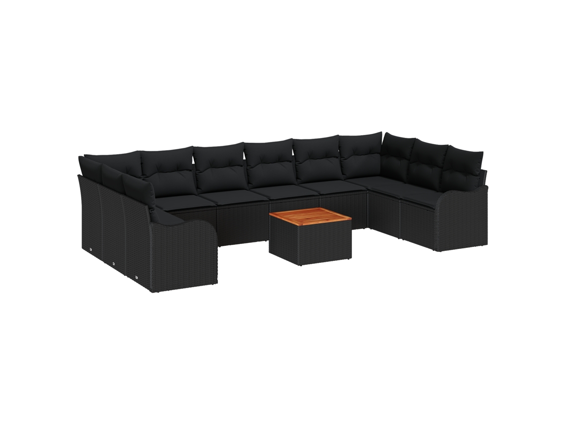 Conjunto 10 Sofá De Jardim Vidaxl Preto Vime Pe (55 X 55 X 37 Cm)
