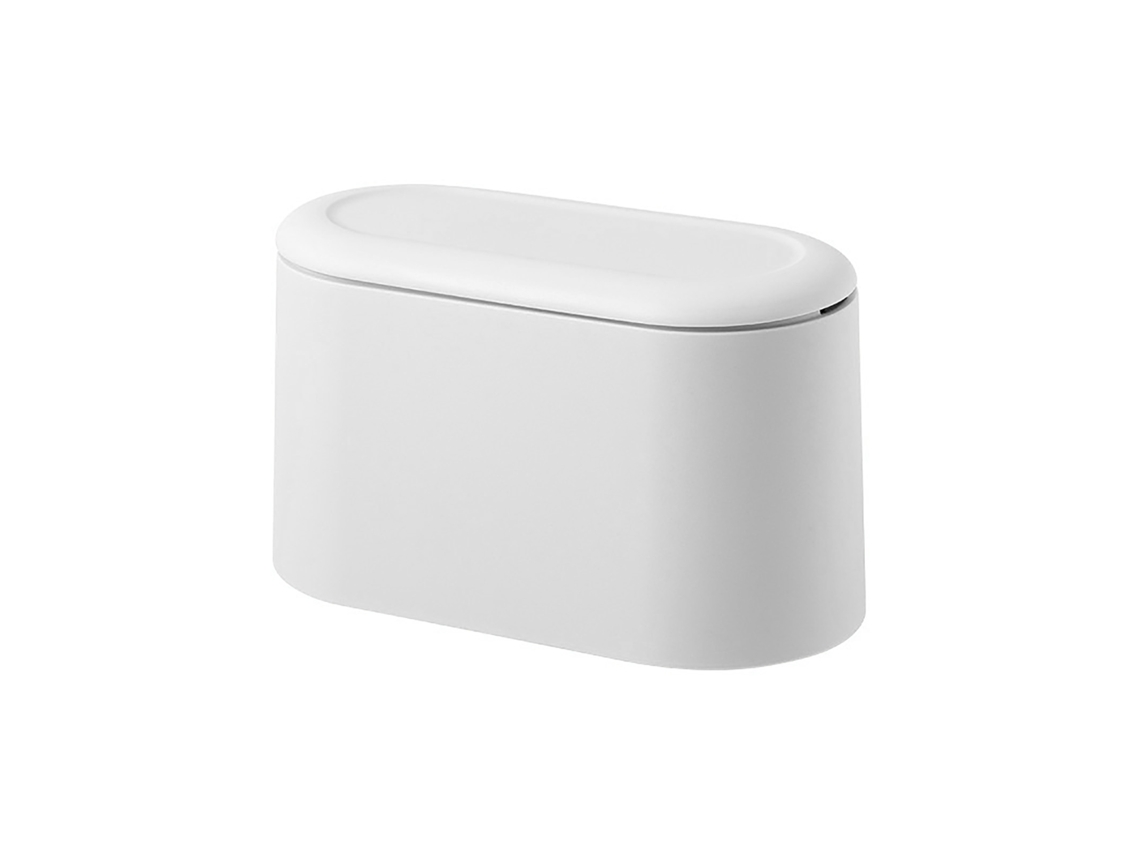 Mini Lixeira com Tampa para Mesa de Escritório Cozinha Banheiro Branca