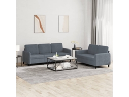Vidaxl 2 Pcs Conjunto De Sofás Veludo Cinzento-escuro