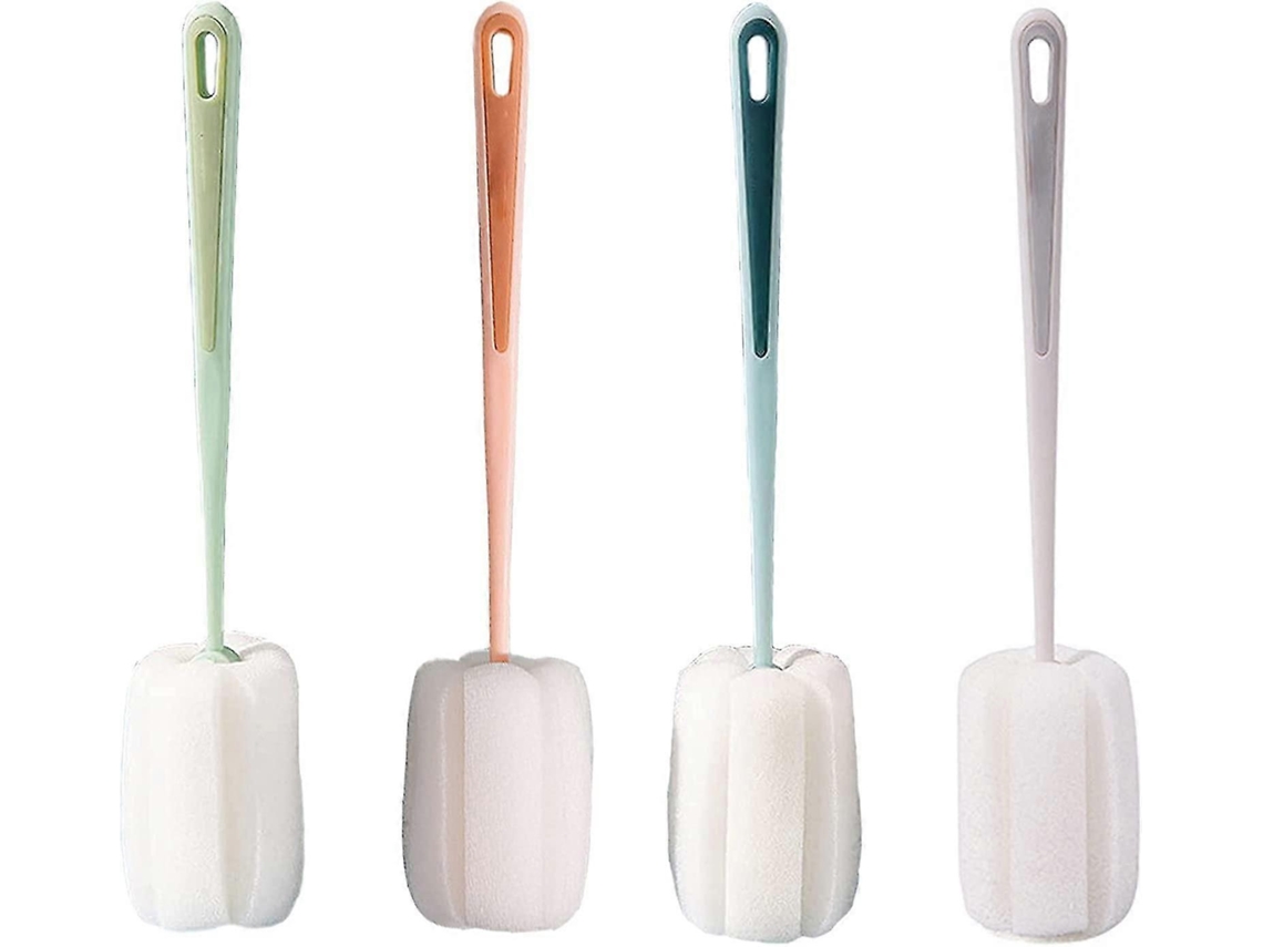 4 Esponjas De Limpeza Com Cabo Para Copos E Garrafas
