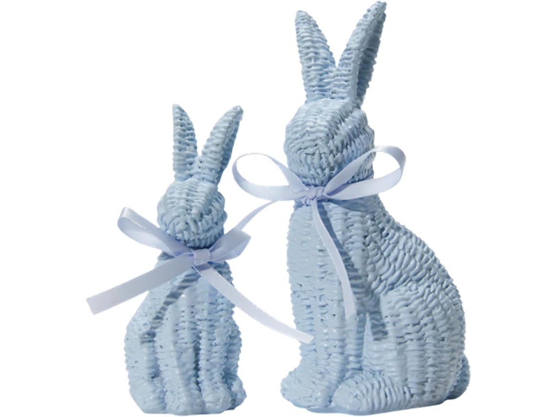 Estátuas De Coelhos De Páscoa Com Aparência De Rattan Para Decoração De Primavera Ao Ar Livre.
