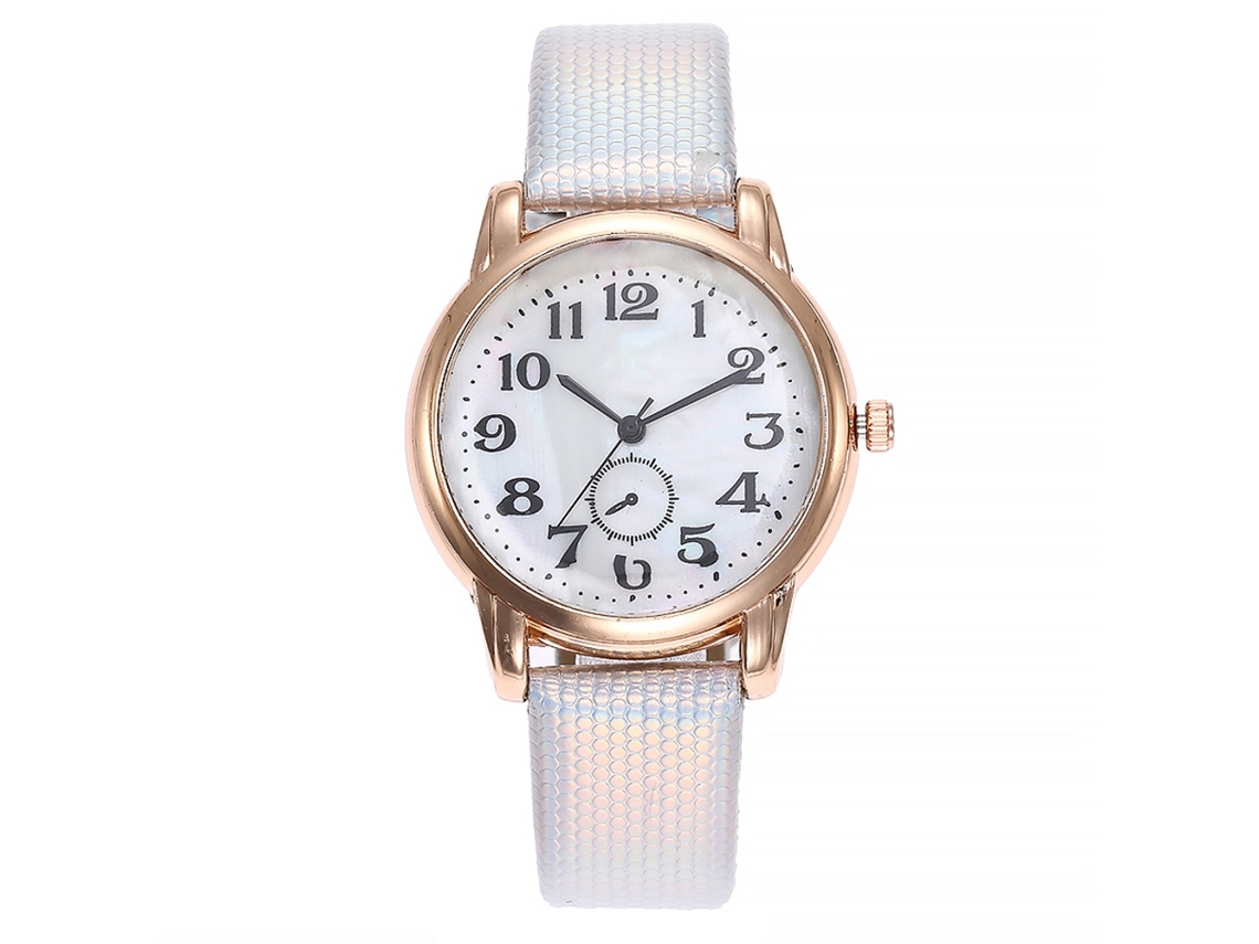 Relógio Feminino Vansvar com Pulseira Pu e Movimento de Quartzo Prata