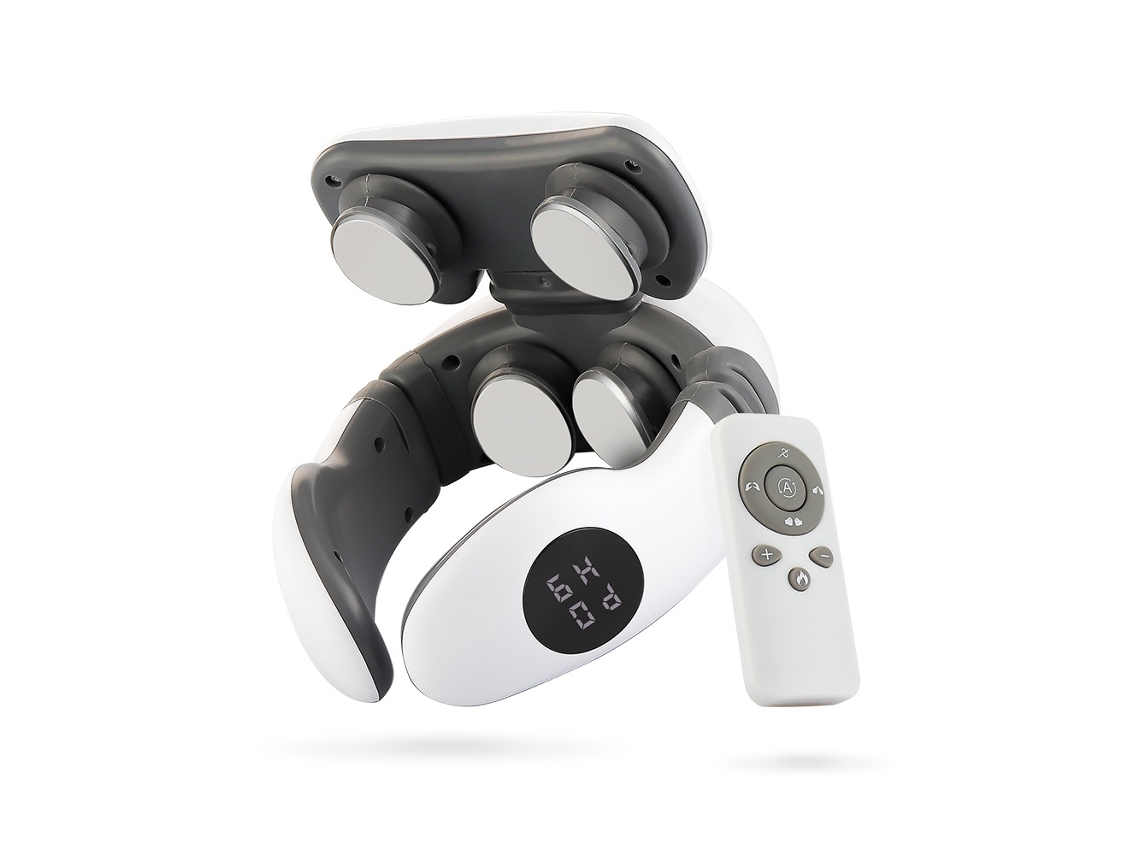 Massageador De Pescoço E Costas De 4 Zonas, 9 Níveis, Impulso De Dezenas, Dispositivo Para Alívio Da Dor Cervical, Compressa Quent Aquaforge