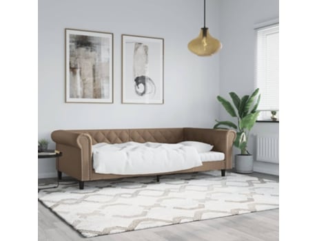 Sofá Cama Cappuccino VIDAXL Pele Sintética Castanho (100x200 cm)