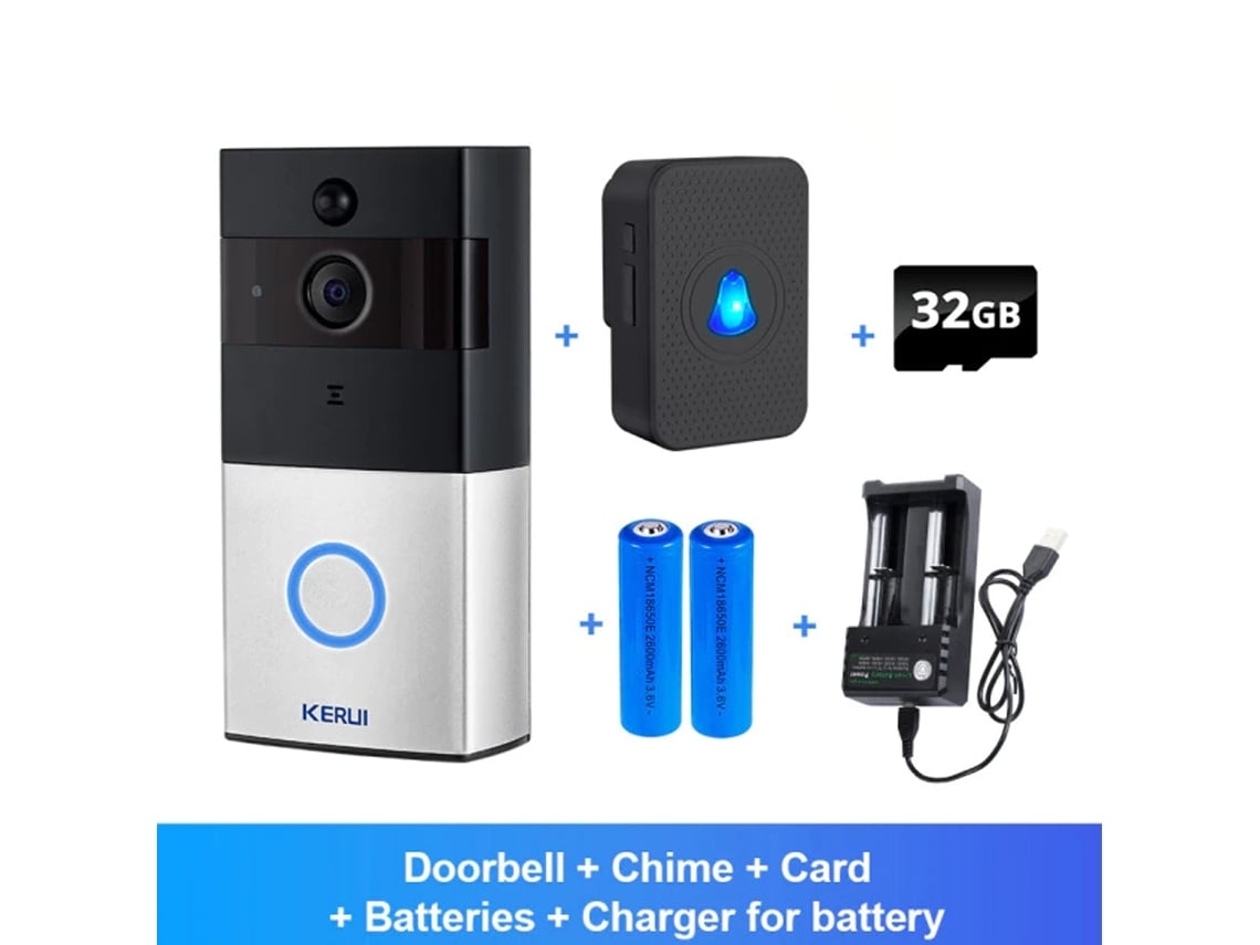 Campainha Inteligente Kerui 1080p Tuya com Wi Fi, Interfone e Conexão Sem Fio... Brilvibera_ptg