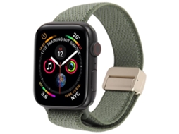 Bracelete Para Apple Watch 42/41/40/38mm - Nylon Elástico Bicolor Com Fivela Magnética Verde E Cinza