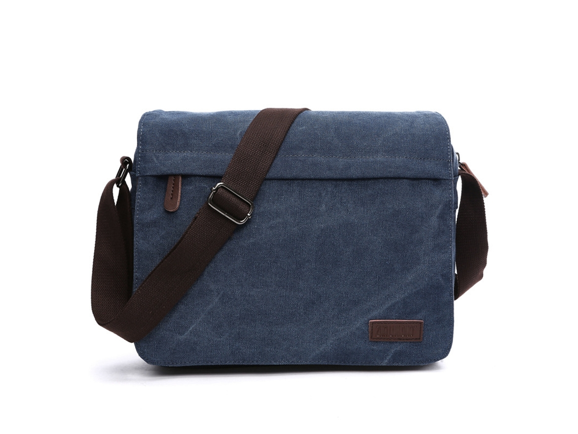 Bolsa Mensageiro Bolsa Crossbody Em Lona E Couro Darkblue
