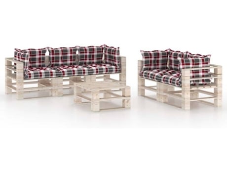 Conjunto Lounge  Com Almofadão 3066366 (Castanho - Madeira - 70 x 67.5 x 62 cm)