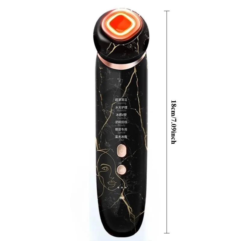 Massageador facial (preto) Aparelho de beleza com microcorrente para lifting.