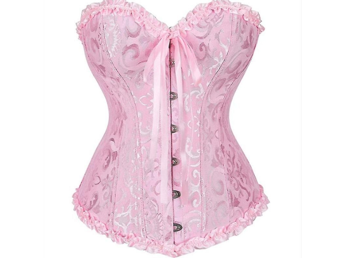 2026-corset Floral Sexy Para Mulher Com Renda Na Espalda Tamanho Plus Lingerie Bustier Top Aet L Rosa