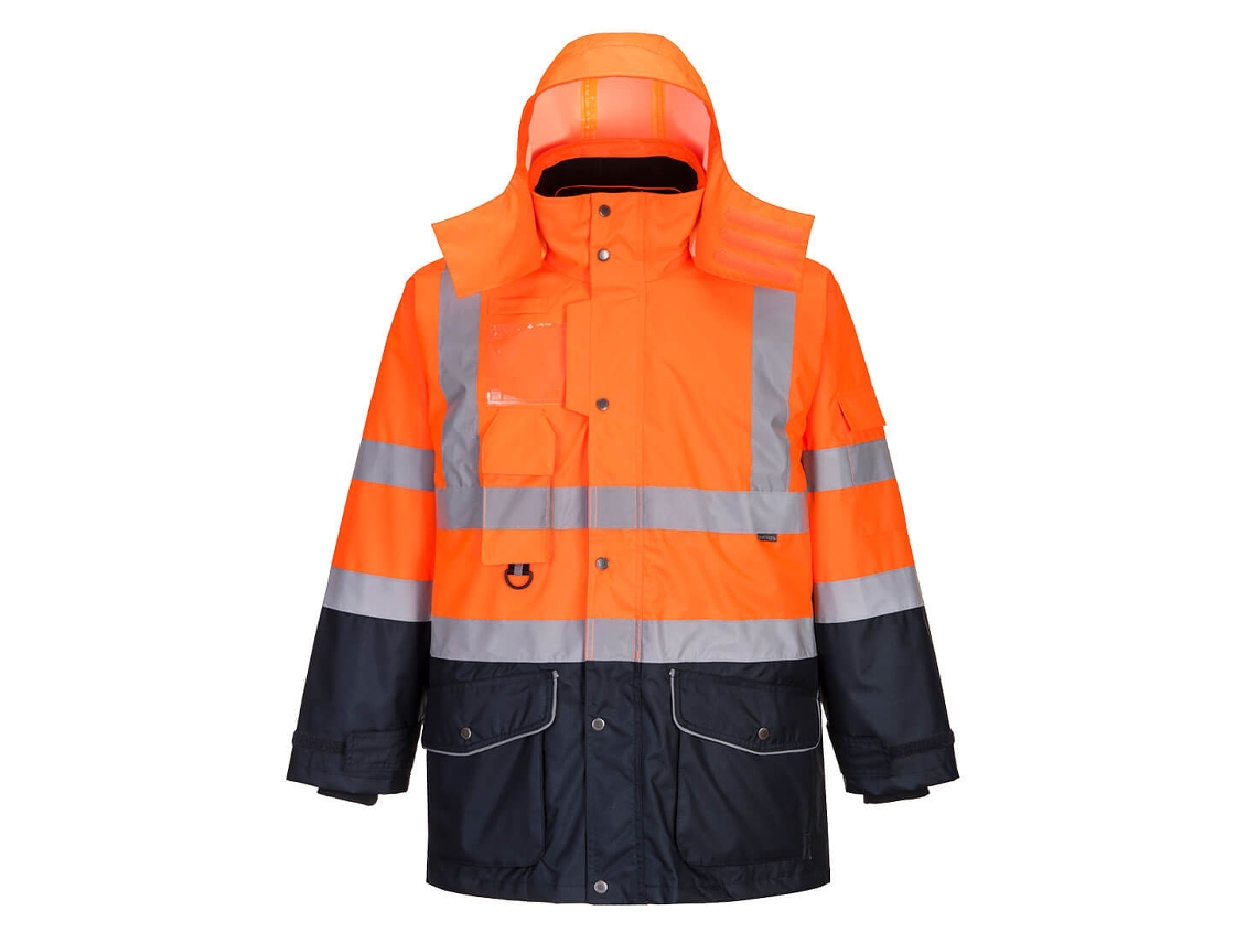 Parka De Alta Visibilidade 7 Em 1 Contraste Tráfego / Amarelo Marinho / M Portwest