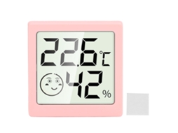 Termômetro e Higrômetro Digital Mini, Alta Precisão, Sensor Externo, Design Magnetizado, Rosa