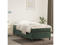 Cama Com Molas/colchão 100x200 Cm Veludo Verde-escuro