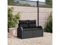 Vidaxl Sofá De Jardim Com Almofada Preto 124 X 62 X 69cm Vime Pe