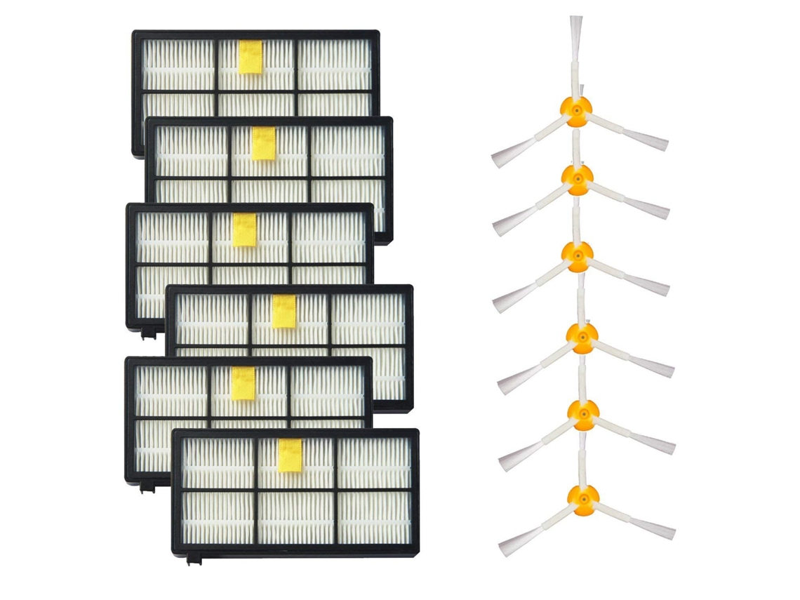 3 escovas laterais e filtros hepa substituição para irobot roomba 800 900 série 805 860 870 871 880 890 960 980 vácuo robótico (
