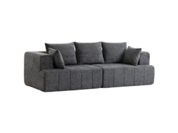 Sofá Moderno De 3 Lugares Em Chenille 248 Cm, Amplo E Acolchoado, Com Almofadas De Molas, Cinza Para Sala De Estar.