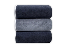 Conjunto de Toalhas de Banho em Fleece Coral, Tamanho , Cinza e Preto. CZHHMART (70*140)