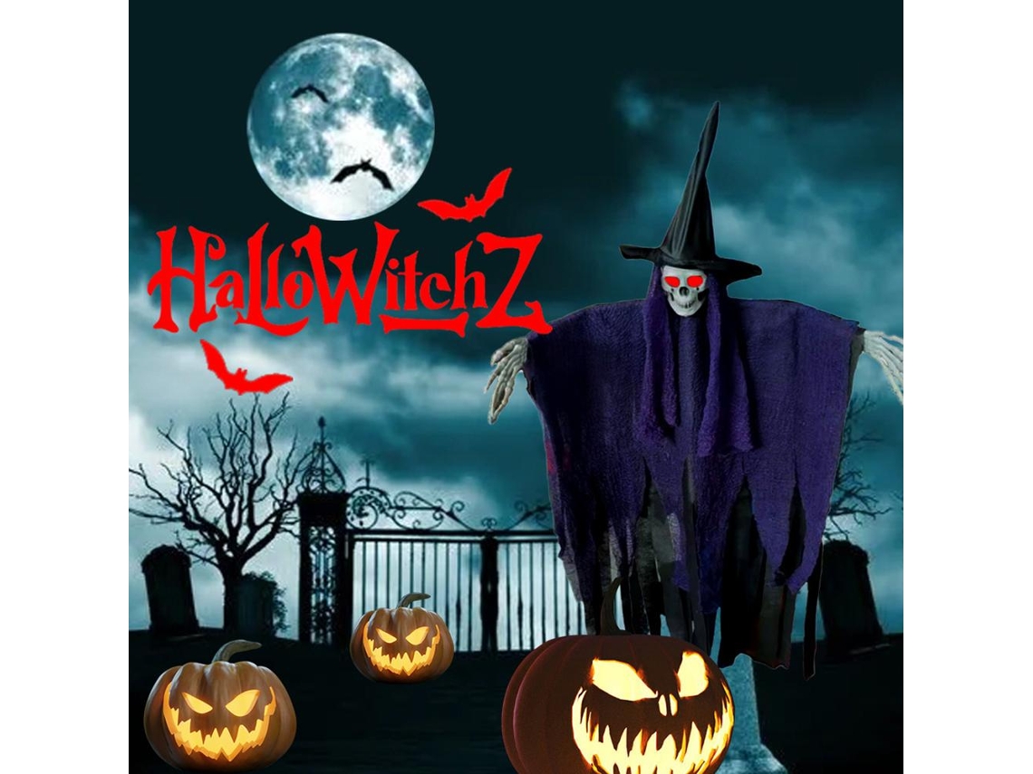 Primerox fantasma Pendente Exterior com Led 105cm Braços Articulados Decoracao Halloween