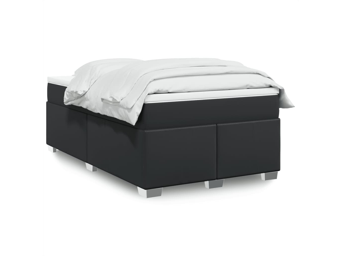 Vidaxl Cama Boxspring Com Colchão 120x190 Cm Couro Artificial Preto