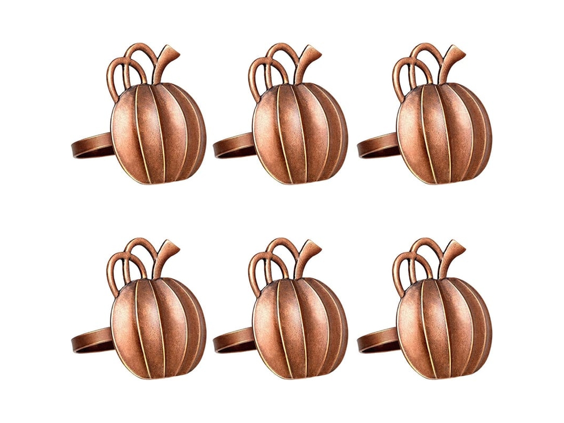 Aneis De Pano De Mesa Abóbora 6pcs Para Ação De Graças Halloween Outono Decoração De Mesa