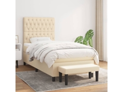 Vidaxl Cama Com Molas/colchão 90x200 Cm Tecido Cor Crème