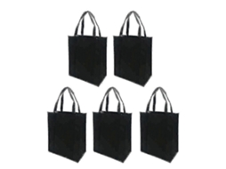 Conjunto de 5 Sacolas de Compras Dobráveis ​​e Reutilizáveis ​​em Tecido Não Tecido para Compras Ao Ar Livre GOKOCO (pretas, 30x25x10cm)