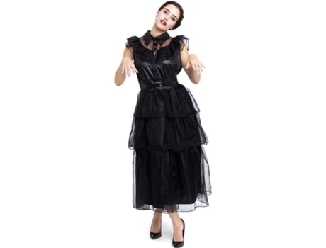 Fato de menina gótica com vestido preto para mulher
