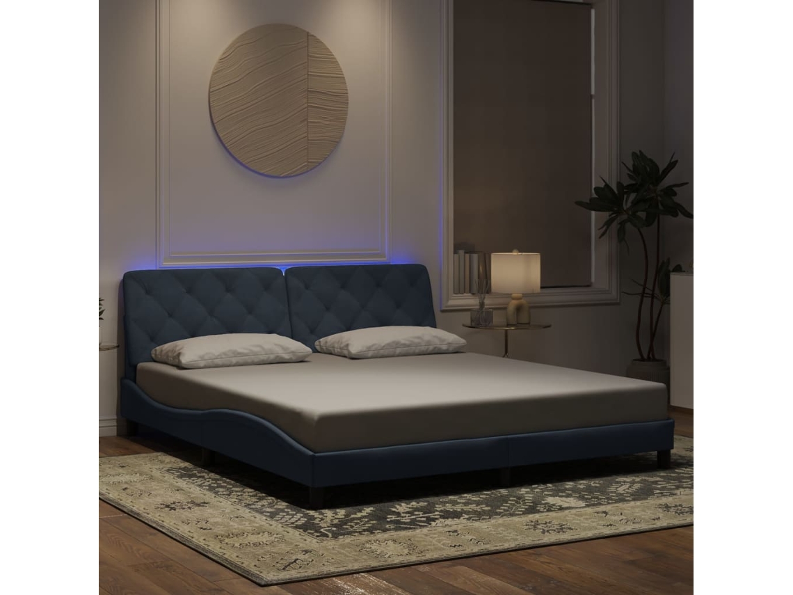 Vidaxl Estrutura De Cama Com Led Sem Colchão 180x200cm Veludo Cinzento-escuro