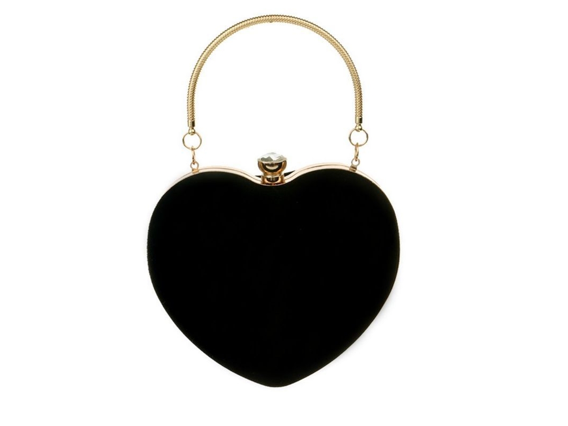 Bolsa de mão S/MARCA 2026 de couro de camuça coração, para festas, com alça de ombro, para bodas e eventos especiais