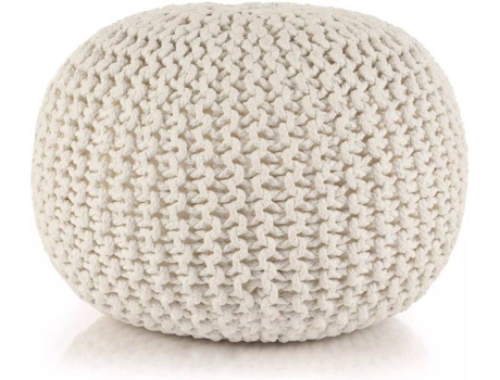 Pufe VIDAXL tricotado à mão algodão 50x35 cm branco