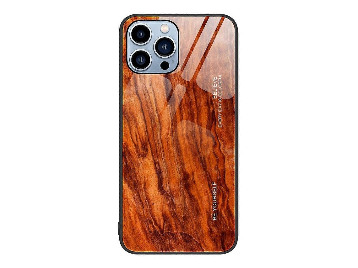 Capa Protetora De Vidro Com Textura De Madeira Para Iphone 14 Pro