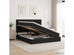 Vidaxl Cama De Armazenamento Led Com Colchão Preto 160 X 200 Cm Tecido