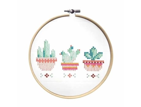 Kit De Pintura Com Diamantes Criança Cacto Aro De Bordado Tela Strass Ctop