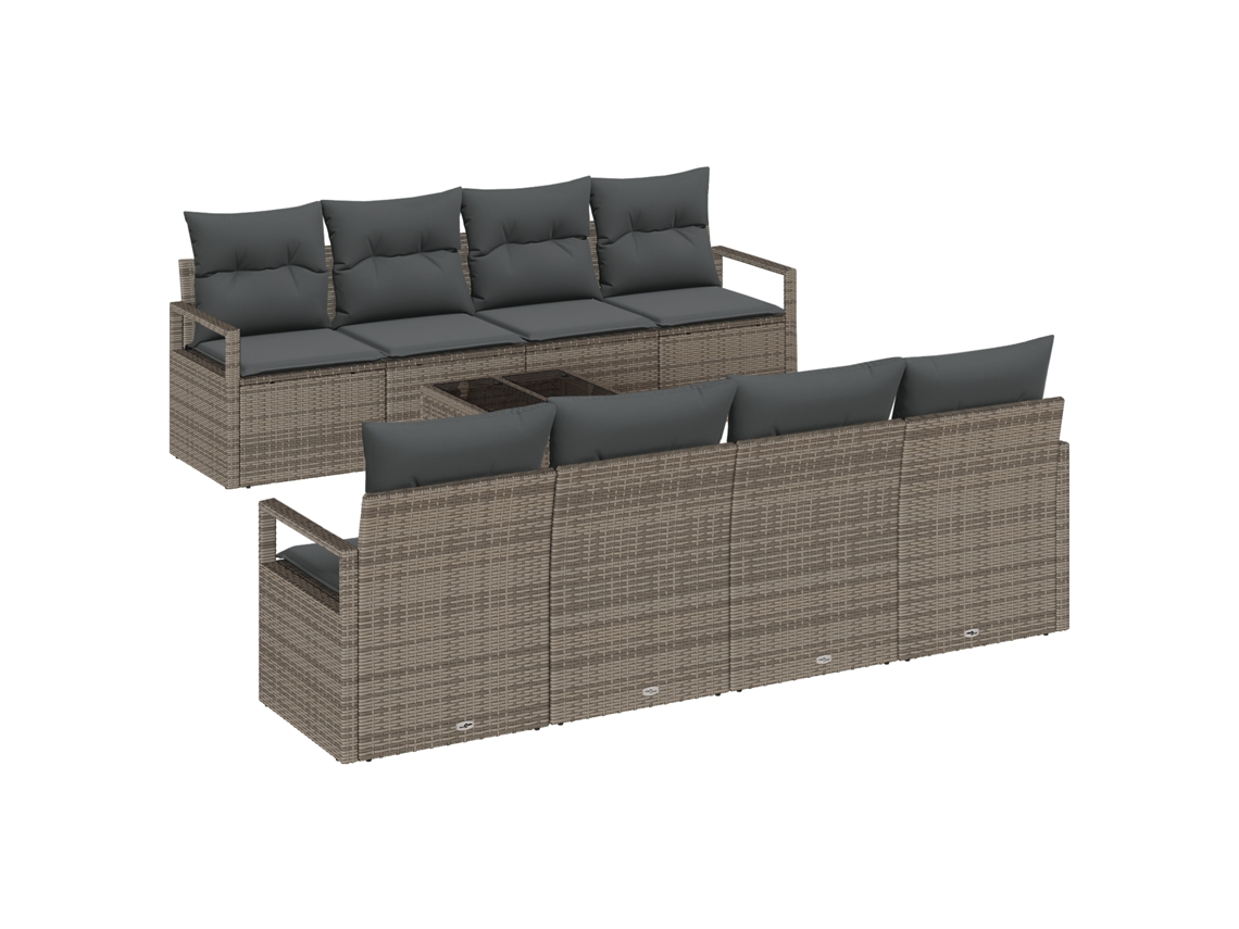 Conjunto 9 Conjunto De Sofás Vidaxl Cinzento Vime Pe (55 X 55 X 37 Cm)