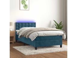 Vidaxl Cama Box Spring C/ Colchão/led 90x190 Cm Veludo Azul-escuro