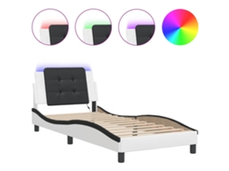 Estrutura de Cama com Led Zadar Branco/preto 100x200 cm MAISON EXCLUSIVE