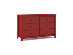 Cómoda Sail 6 Gavetas Crimson Red 130 X 80 X 45 Cm DUEHOME